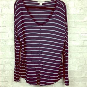 Long Sleeve Navy Striped T shirt Large